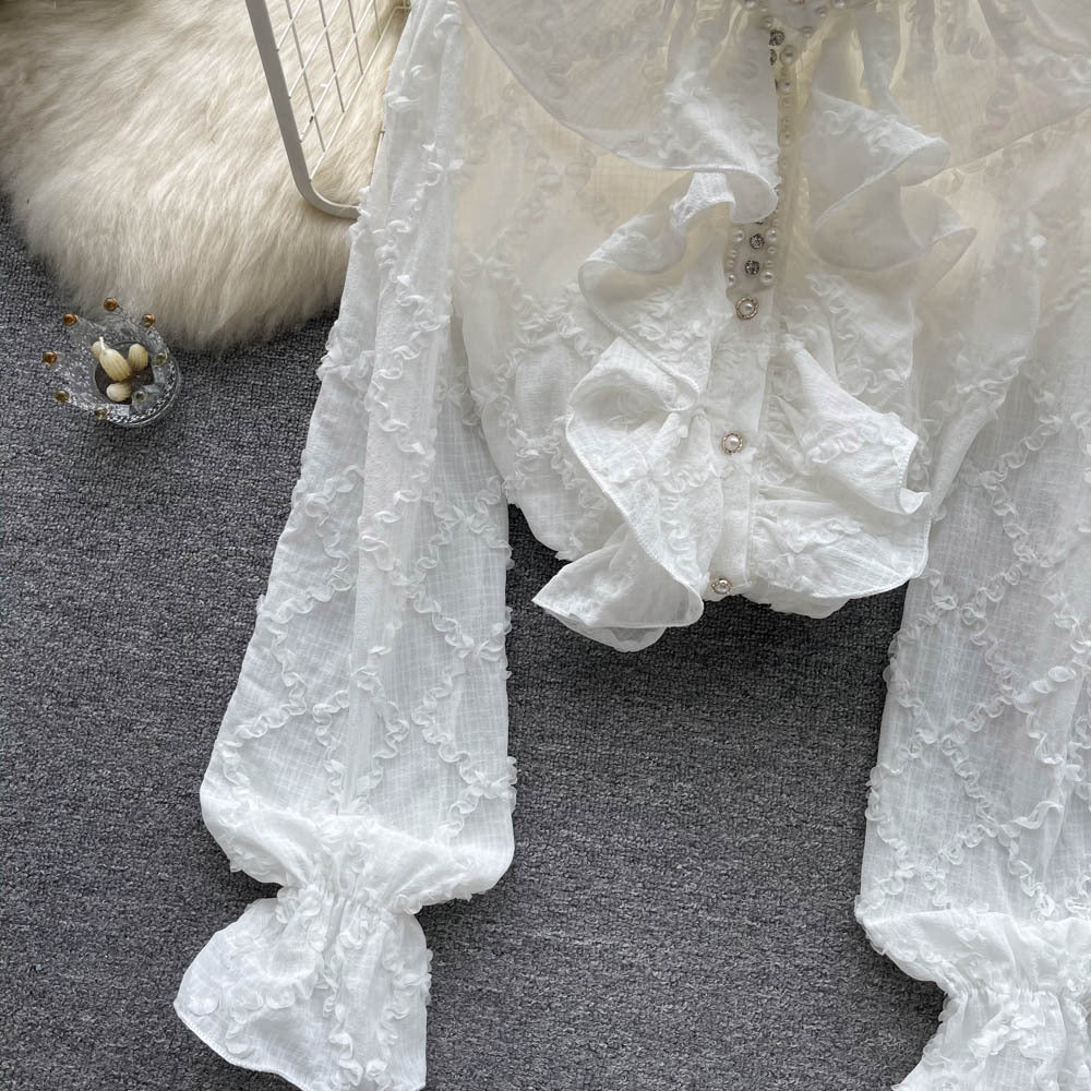 Ruffled Flared Sleeve Shirt Autumn Jacket