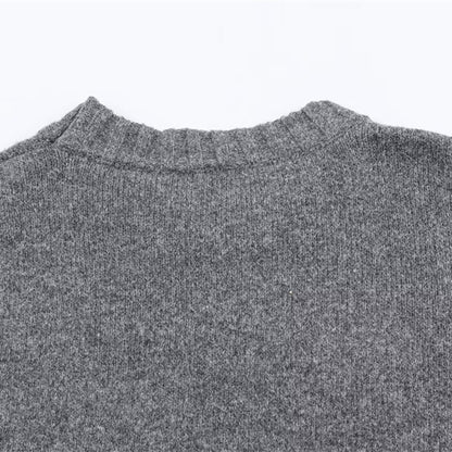 Women's solid color fashionable simple and versatile ribbed knit sweater