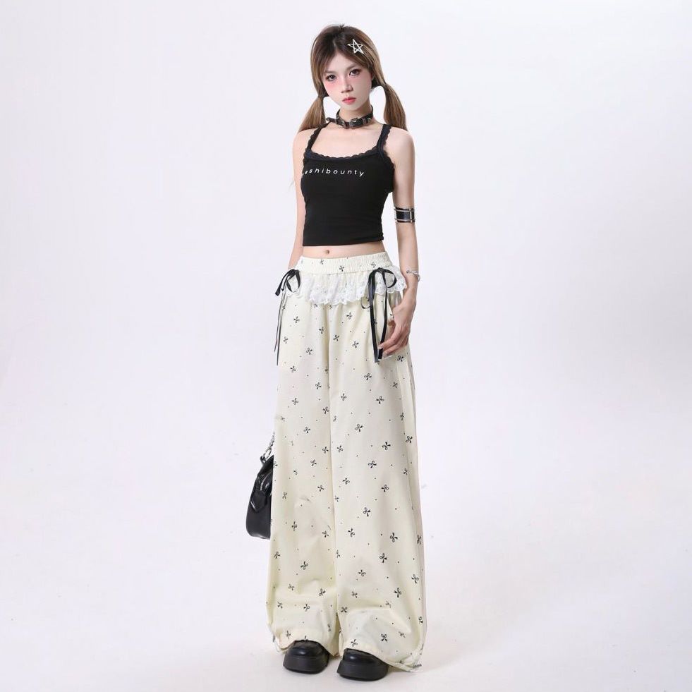 Casual Pants Women's Autumn Retro Lace
