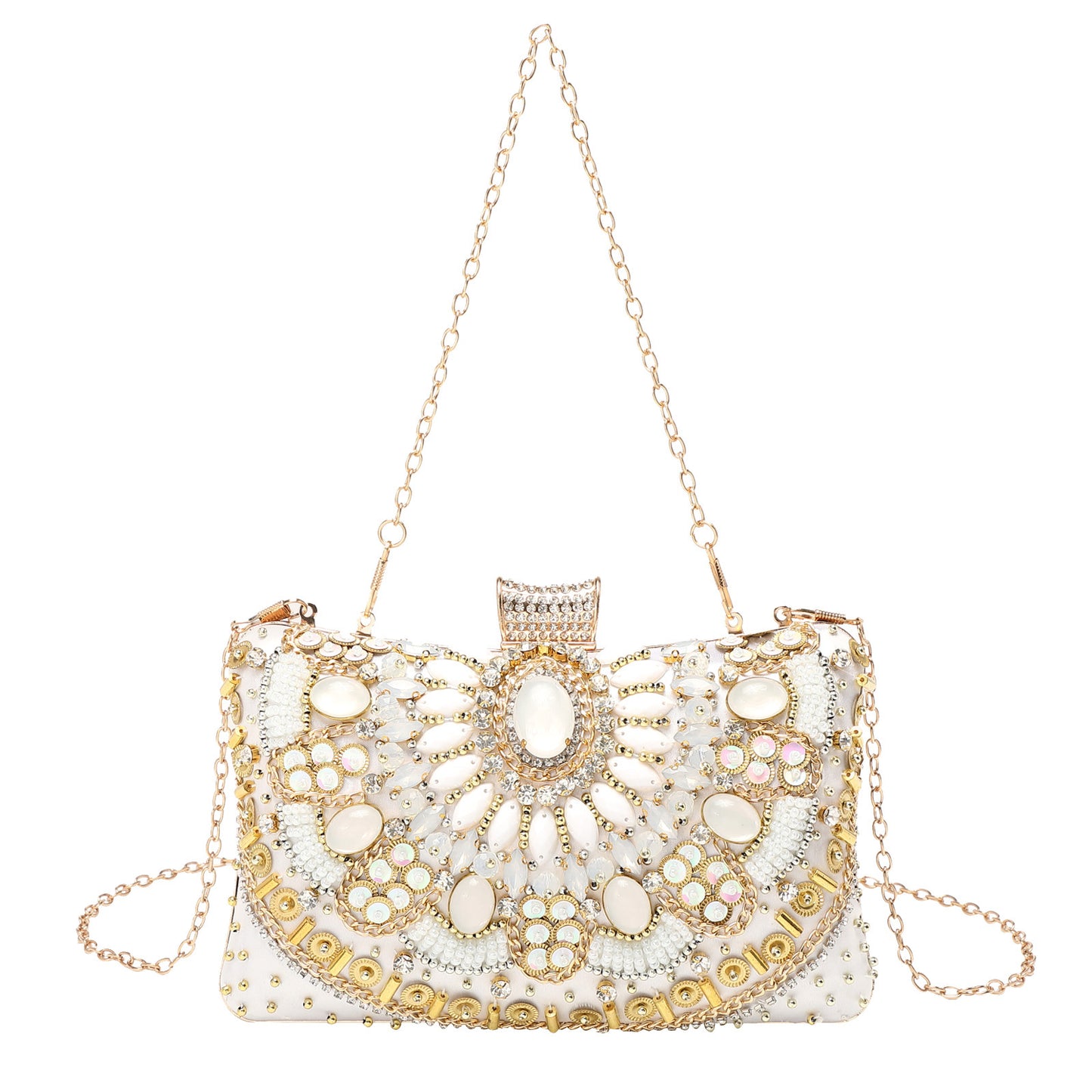 Retro Pearl Embroidery Dinner Bag Handmade Beaded Women's Hand-held