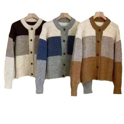 Retro Lazy Style Design Sense All-matching Knitted Sweater
