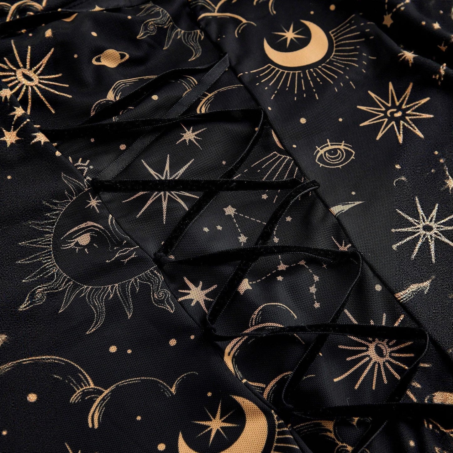 Off-the-shoulder Short Sleeve Flared Sleeves Mesh A- Line Dress