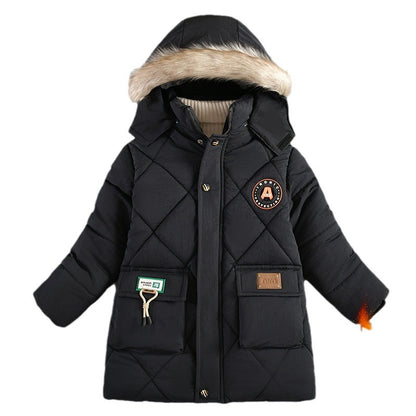 The Winter Solid: Boys’ High-Density Thick Cotton-Padded Jacket