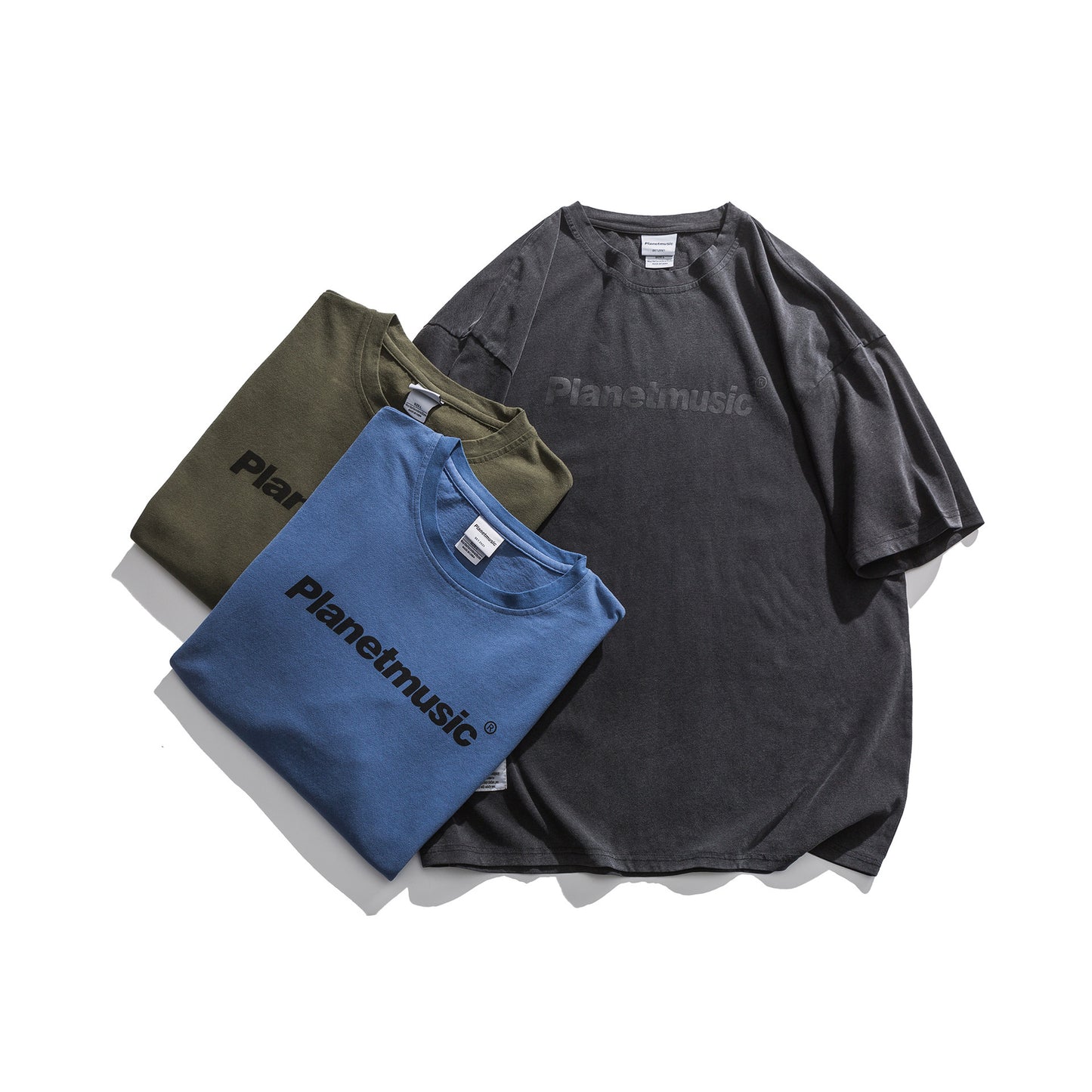 Japanese Retro Dropped Shoulder Letter Print T Shirt Men