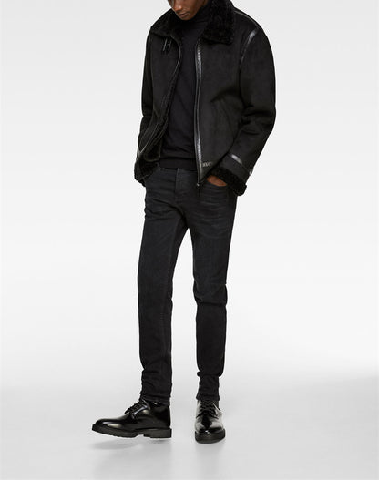 Mens Lapel Suede Fabric Jacket Coat Velvety Luxe Layering
