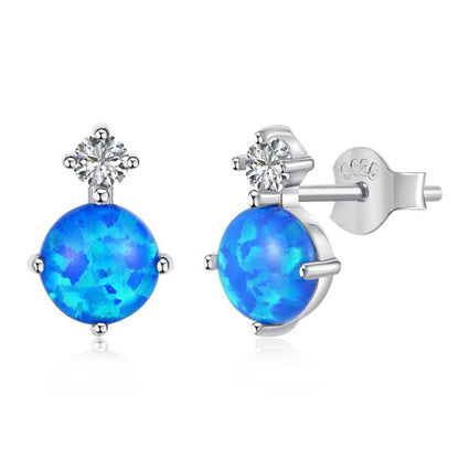 S925 Sterling Silver Opal Earrings Female Minority All-match