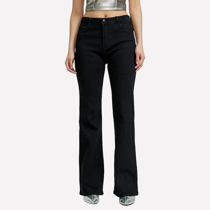Mid-waist Retro Denim Bell-bottom Pants Stretch Multicolor