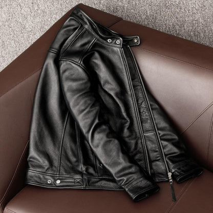 Leather Mens Stand Collar Jacket Coat Youth Dynamic Profile
