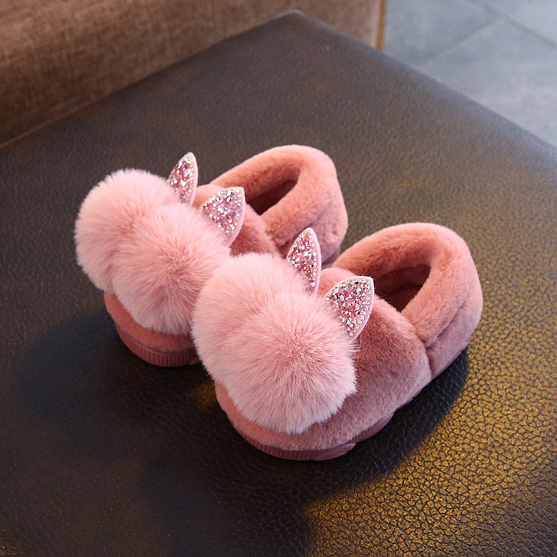 Boy's Wool Slippers Indoor Parent-child Cotton Shoes