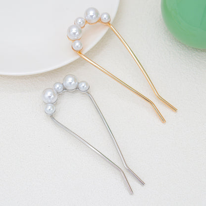 Fashion All-match Simple Pearl U-shaped Hair Clasp
