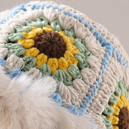 Rabbit Fur Knitted Warm-keeping And Cold-proof Handmade Crochet Bucket Hat