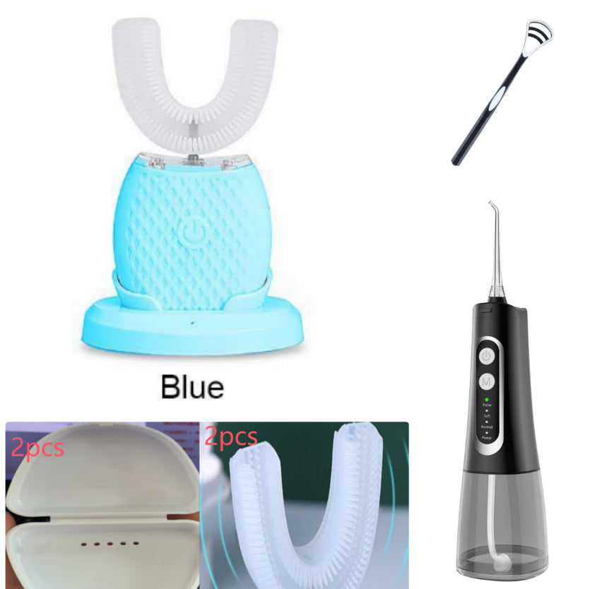 U-Shaped Electric Toothbrush | 360° Automatic Whitening Toothbrush with Blue Light & USB Charging