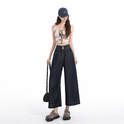 Three-proof Tencel Lyocell Cool Feeling Wide-leg Jeans Women's Summer Thin