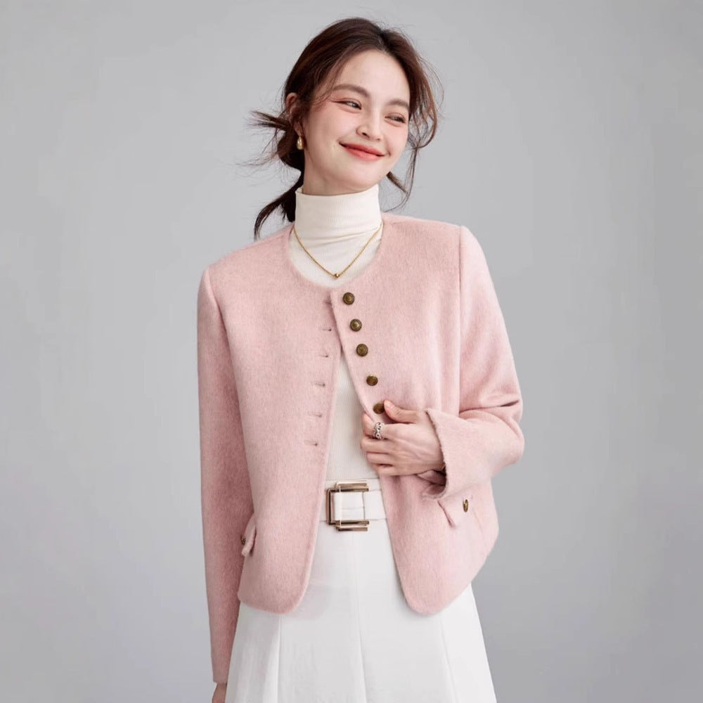 High Sense Short Temperamental Crew Neck Coat Women