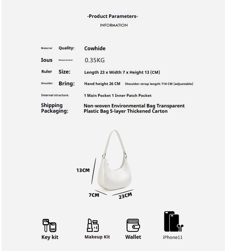 Chinese Style White One Shoulder Crossbody Moon Bag