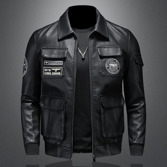 Autumn Winter New Mens Casual Leather Coat Slim Fit Mastery