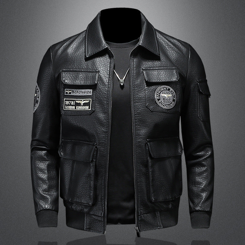 Autumn Winter New Mens Casual Leather Coat Slim Fit Mastery