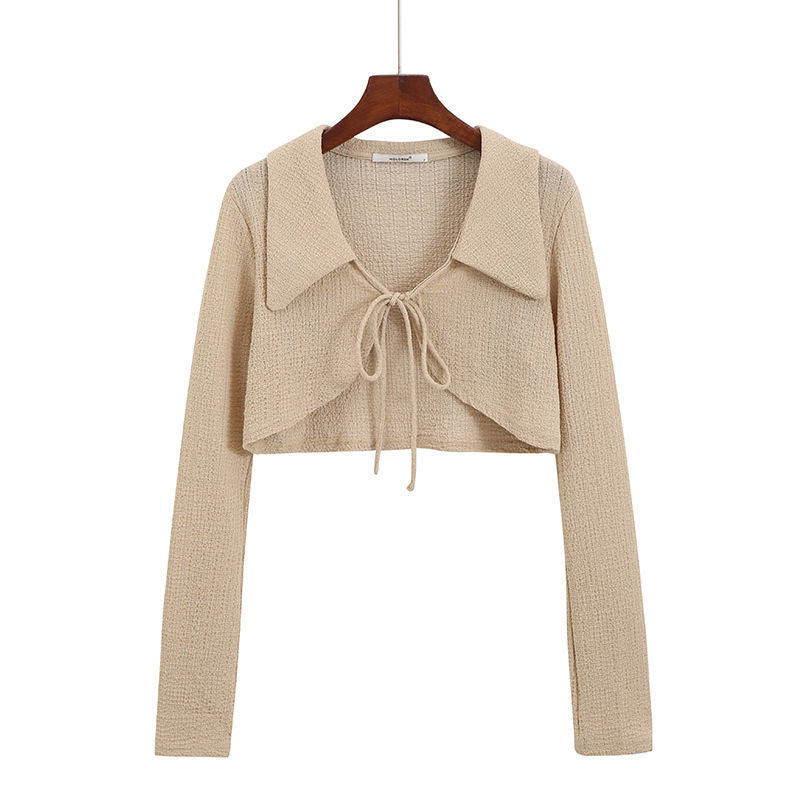 Polyester Small Fragrance Thin Short Outer Cardigan