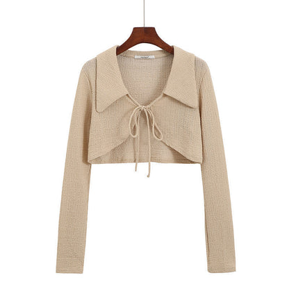 Polyester Small Fragrance Thin Short Outer Cardigan