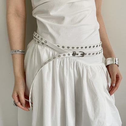 Double Layer Pin Buckle Accessories Leather Belt