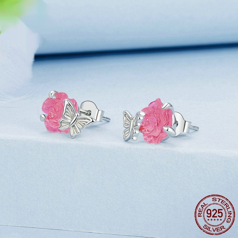Romantic And Elegant S925 Sterling Silver Flower Ear Studs