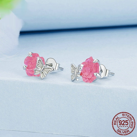 Romantic And Elegant S925 Sterling Silver Flower Ear Studs