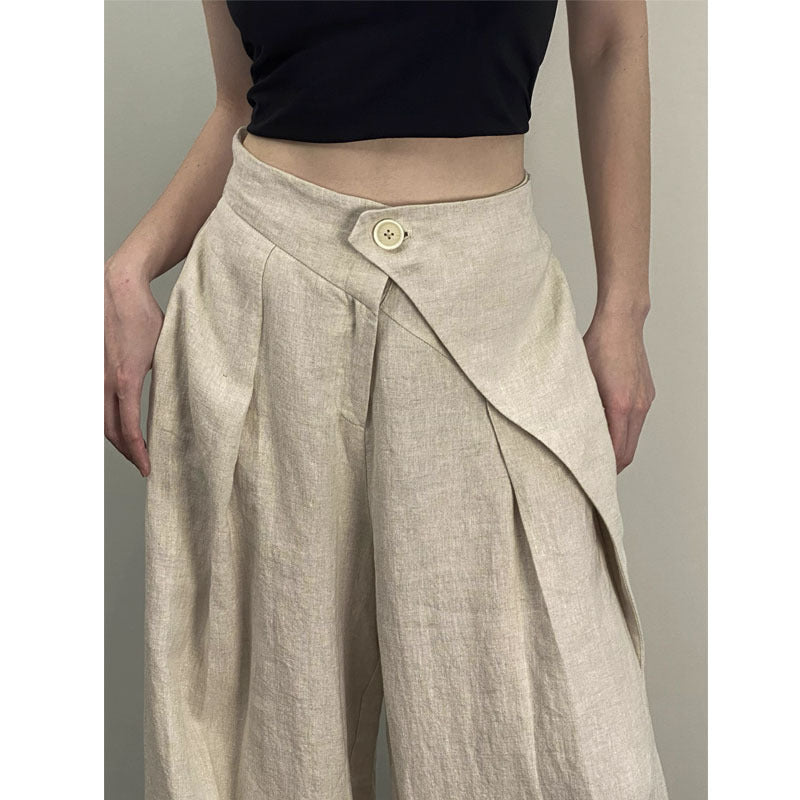 Large Pleated Wide-leg Pants
