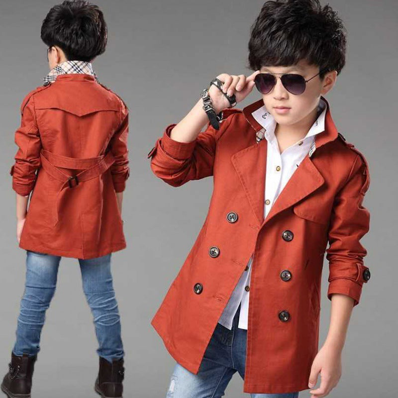 The Urban Trench: Boys’ Mid-Length Trend Casual Trench Coat