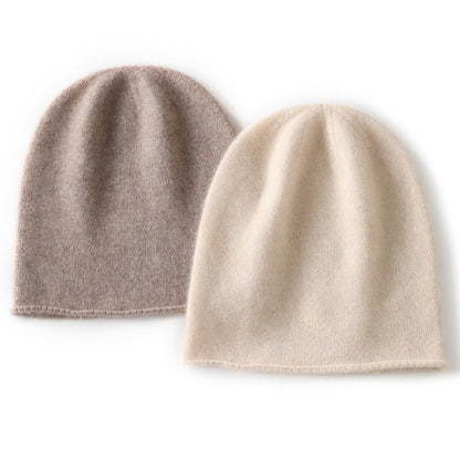 Cashmere Hat For Women Curled Brim Knitted Hat