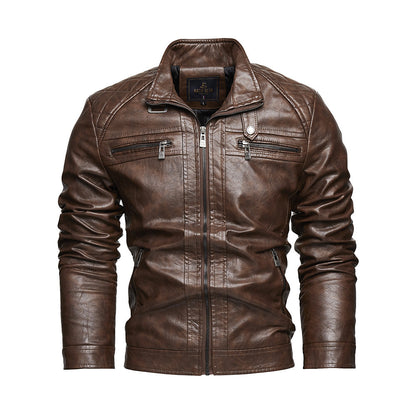 Personalized Trendy Pocket PU Leather Coat Trendy Men Leather Jacket Signature Utility