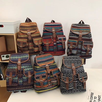 Large Capacity Contrast Color Scheme National Style Trendy Backpack