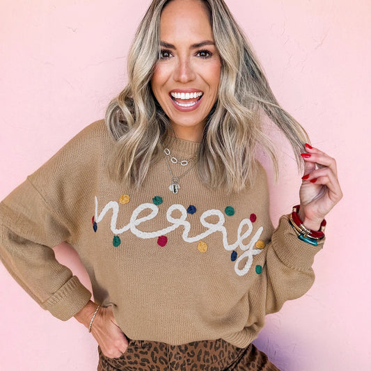 Multi-color Letters Printed Sweater For Women