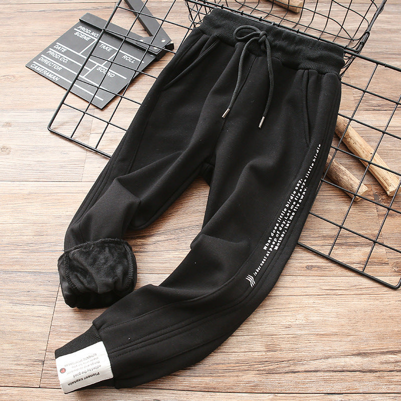 Cotton Sweatpants Big Autumn Winter Childrens All-in-One Fleece Cotton Pants Cozy Adventure