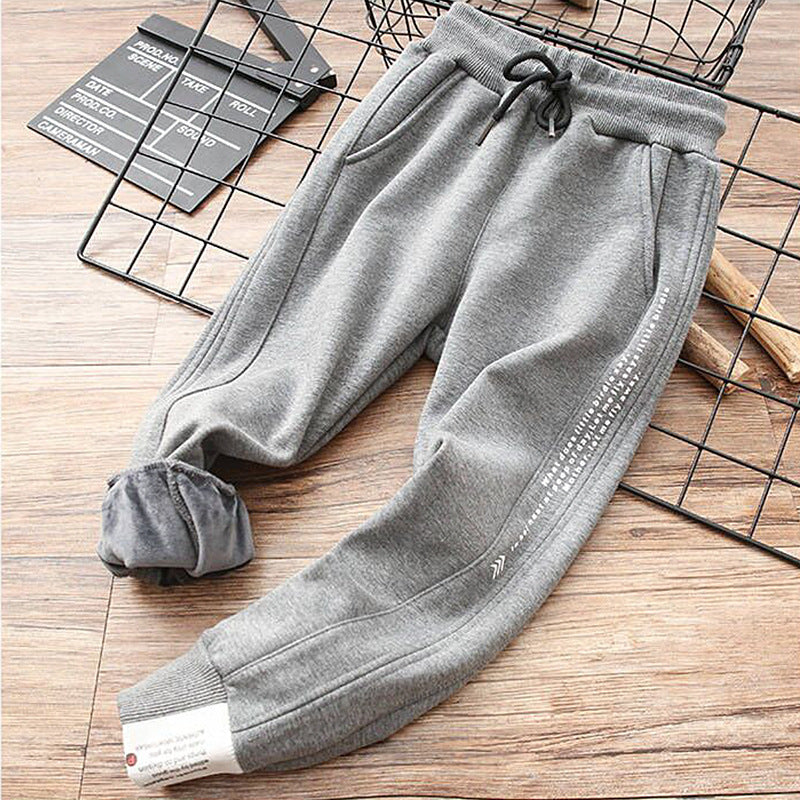 Cotton Sweatpants Big Autumn Winter Childrens All-in-One Fleece Cotton Pants Cozy Adventure