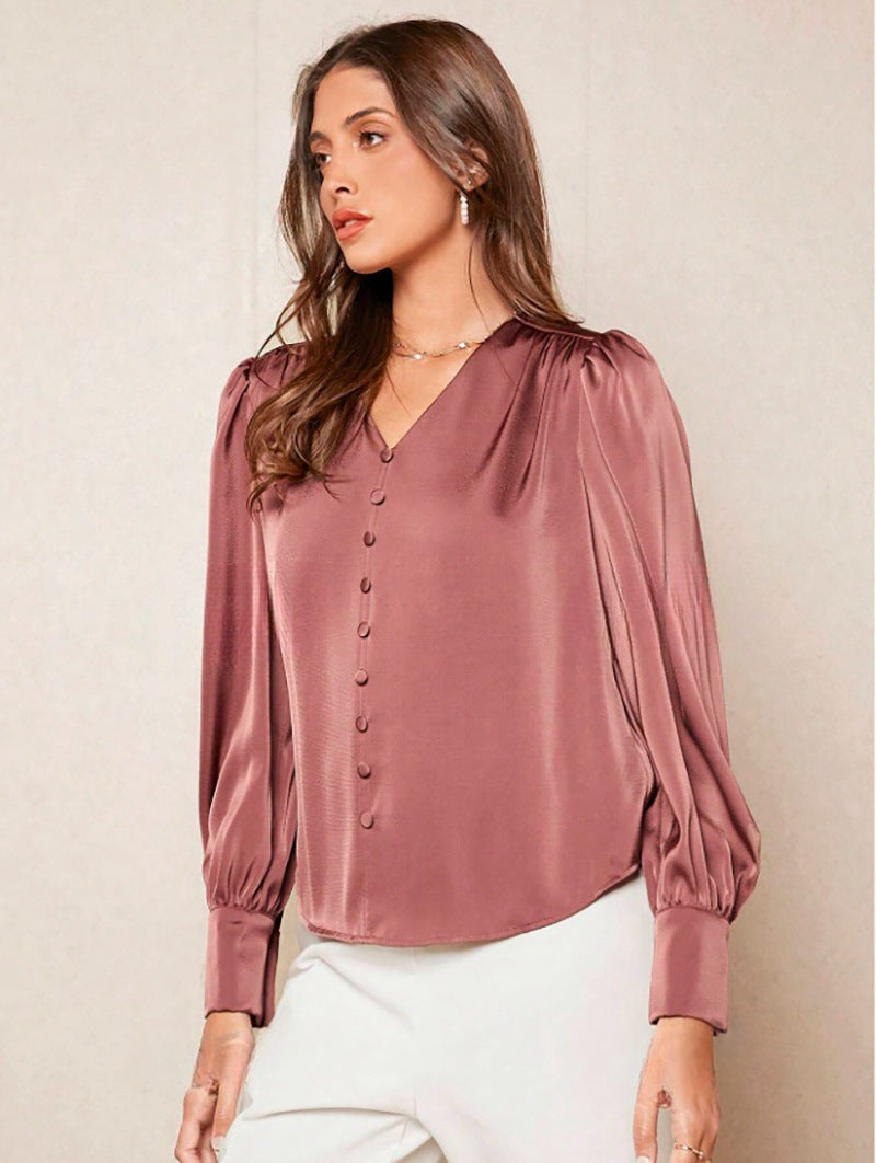 Shirt Women's Satin Top Fashion Charm