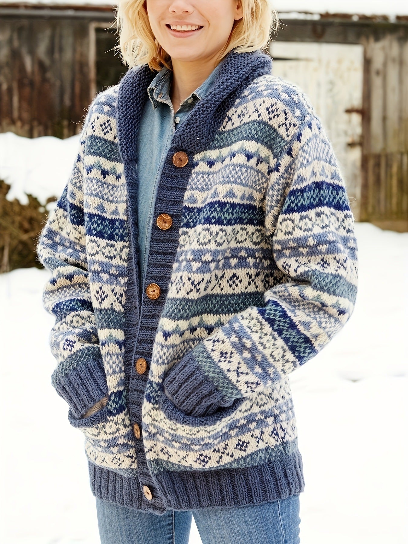 Polyester Tribal Knit Sweater Women's Knitted Sweater