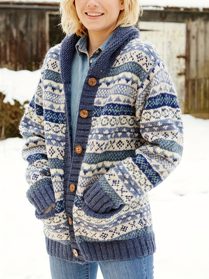 Polyester Tribal Knit Sweater Women's Knitted Sweater