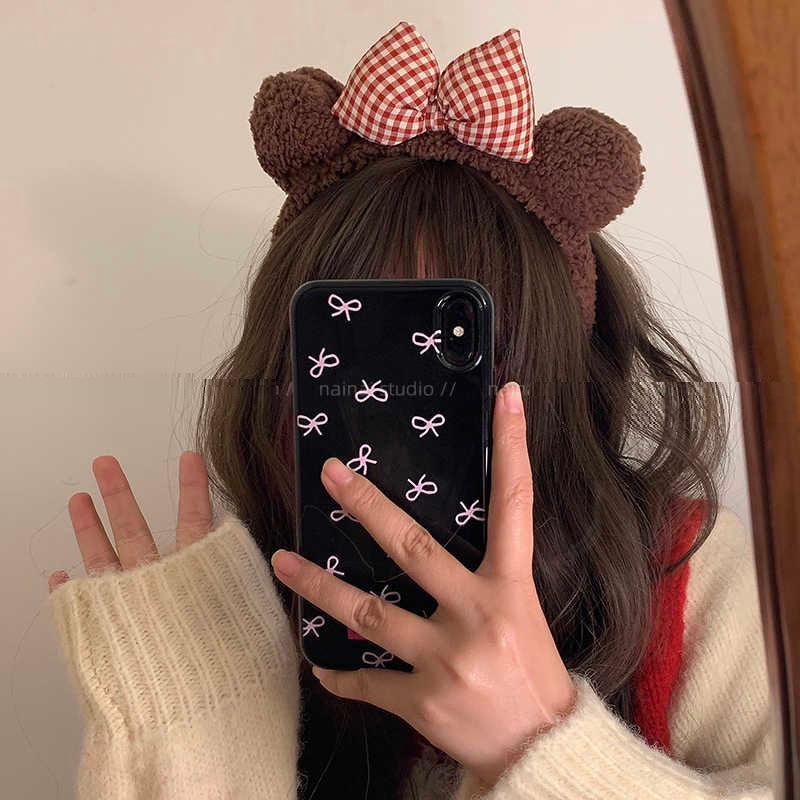 Cute Bow Bear Ear Headband Face Wash Headband