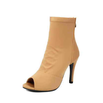 High-heeled Women's Stiletto Boots With Fishmouth.