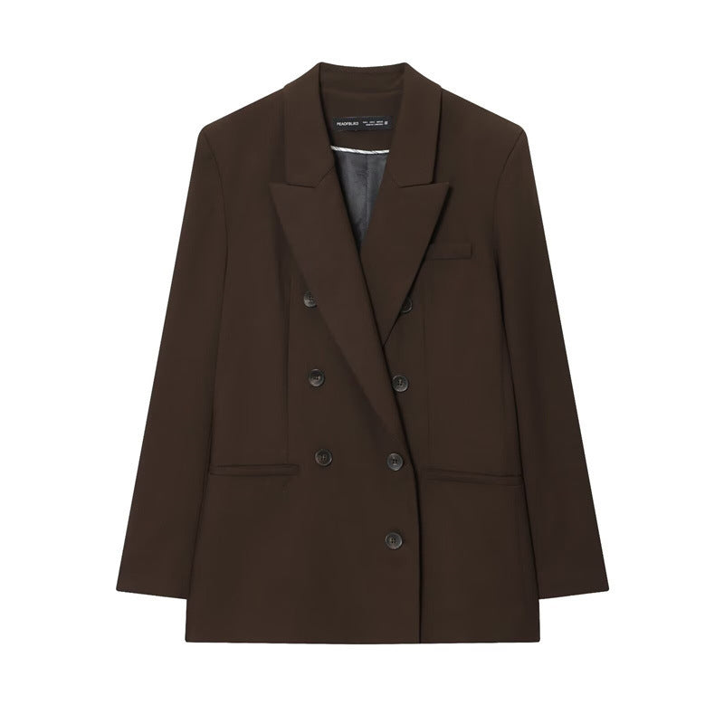 Pleated Padded Shoulder With Straight-leg Pants Coat