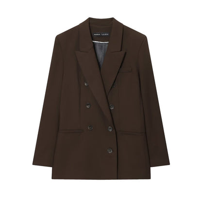 Pleated Padded Shoulder With Straight-leg Pants Coat