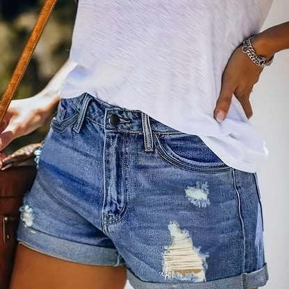 Plus Size Women's Fashion Spring Fold Stretch Shorts