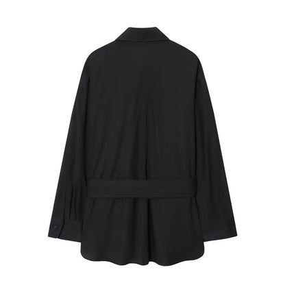 Fashionable And Versatile Lace-up Poplin Shirt