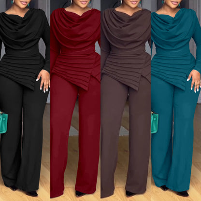 Straight-leg Pants Long Sleeve Women's One-piece