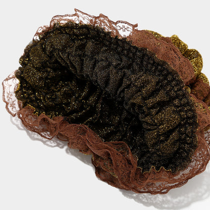 Female Solid Color Pongee Elastic Lace Bag Cap