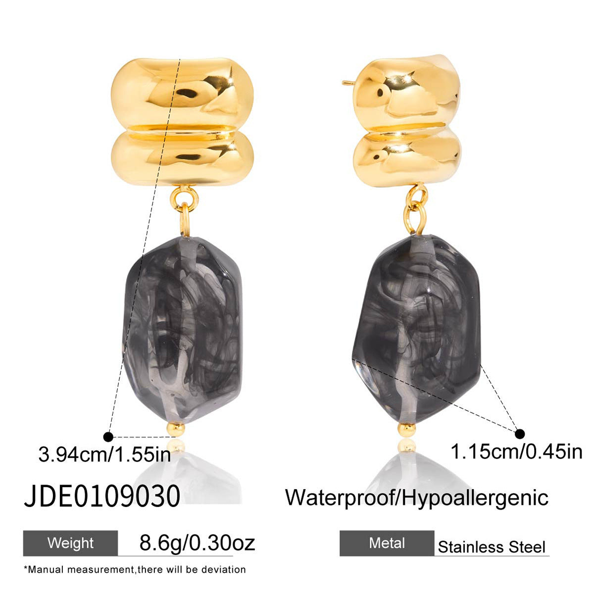 Resin Earrings Light Luxury High-grade Special-interest Design