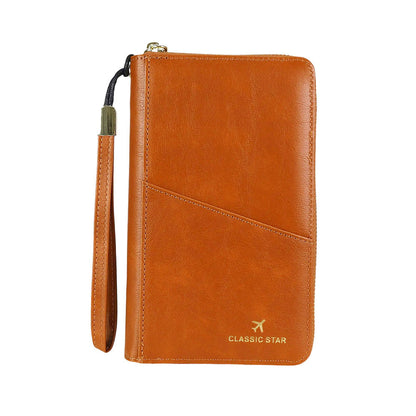 RFID Barrier Passport Holder Genuine Leather Wallet