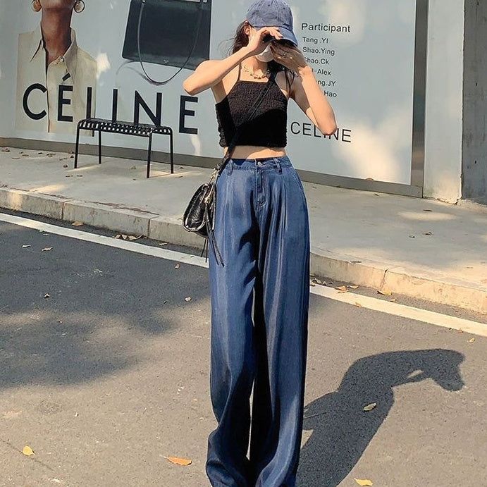 Summer Thin Dark Blue Jeans For Women