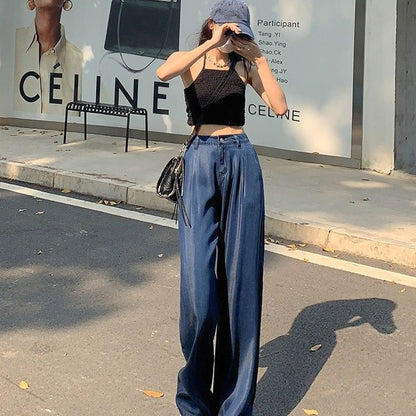 Summer Thin Dark Blue Jeans For Women