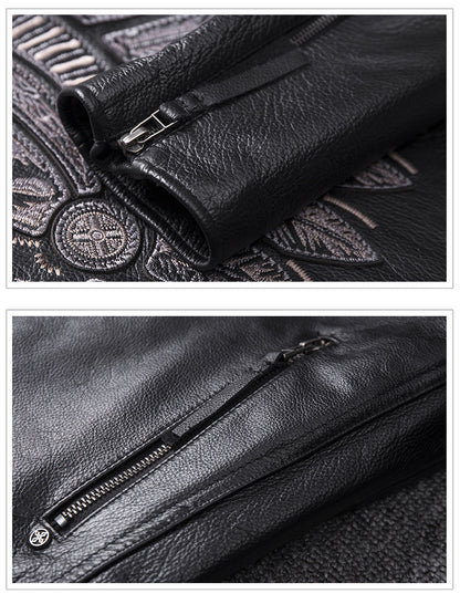 Mens Stand Collar Motorcycle Jacket Coat Bold Minimalist Profile